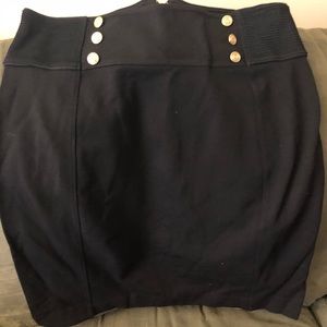 Express Black Stretch Skirt w/ Gold Buttons 12
